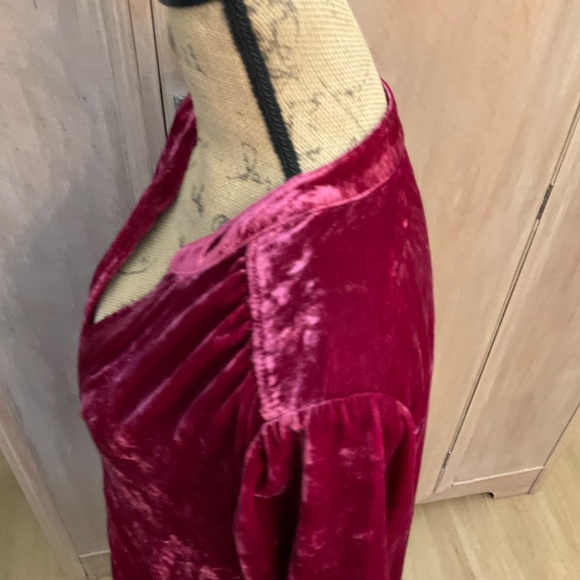 NWT Anthropologie Melody Velvet Tunic Dress Raspberry pink soft flattering V M - Picture 13 of 16